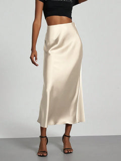 Falda Satín Venezzia – Beige – Jo Boutique