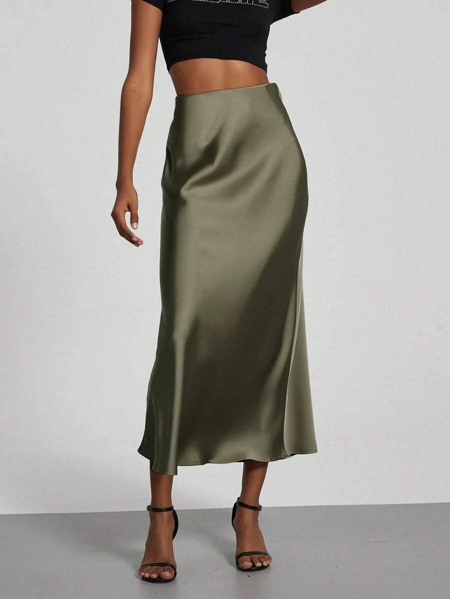 Falda Satín Venezzia – Verde Oscuro – Jo Boutique