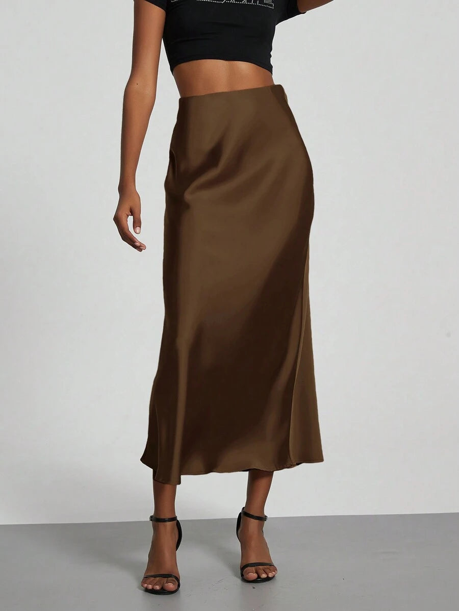 Falda Satín Venezzia – Café integral – Jo Boutique