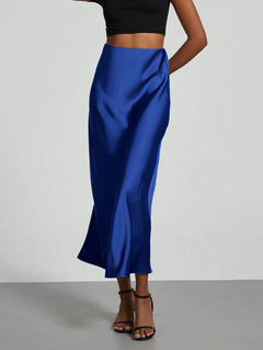 Falda Satín Venezzia – Azul real – Jo Boutique