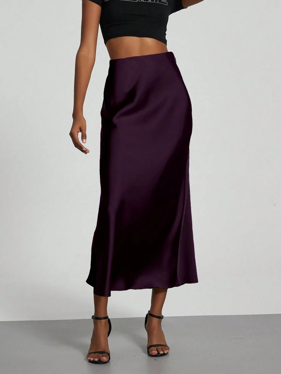 Falda Satín Venezzia – Morado – Jo Boutique