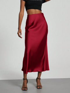 Falda Satín Venezzia – Burdeos – Jo Boutique