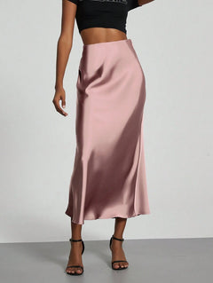Falda Satín Venezzia – Rosa coral – Jo Boutique
