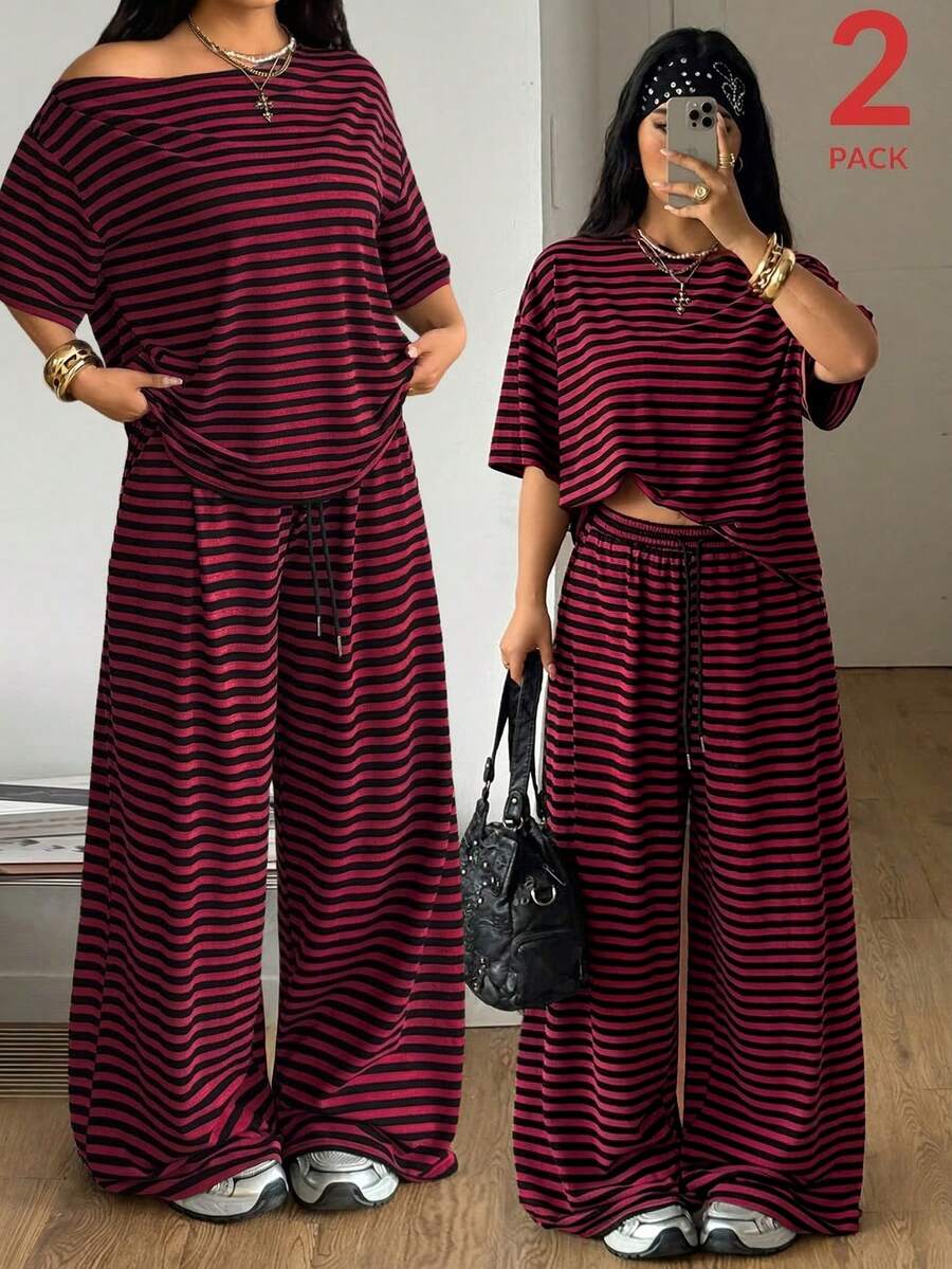 Conjunto Mónica – Burdeos rayado – Jo Boutique