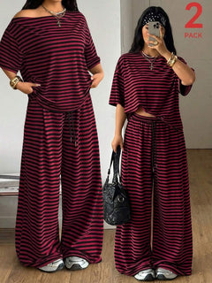 Conjunto Mónica – Burdeos rayado – Jo Boutique