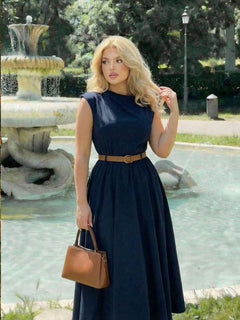 Vestido Lunares – Azul marino liso – Jo Boutique