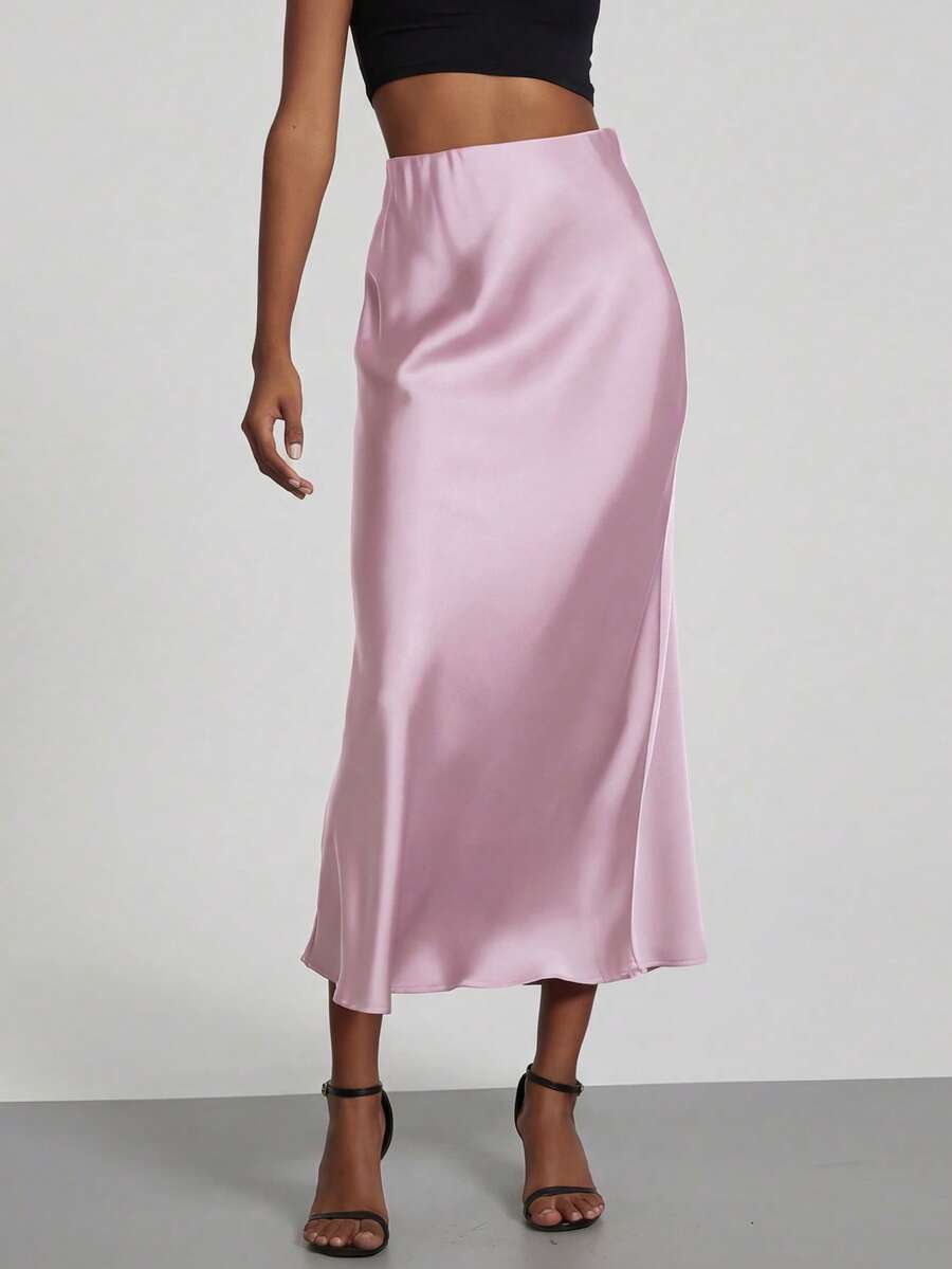 Falda Satín Venezzia – Polvo de begonia – Jo Boutique