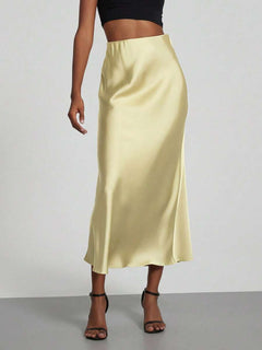 Falda Satín Venezzia – Amarillo luz del sol – Jo Boutique