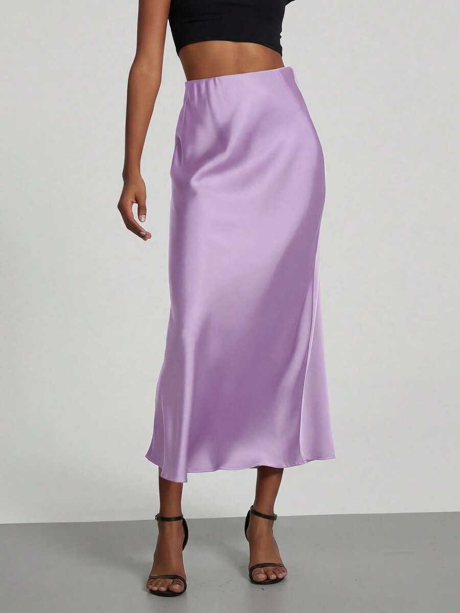 Falda Satín Venezzia – Taro morado – Jo Boutique