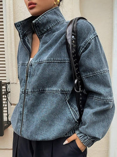 Chaqueta Mezclilla Pía – Azul mezclilla oscuro – Jo Boutique
